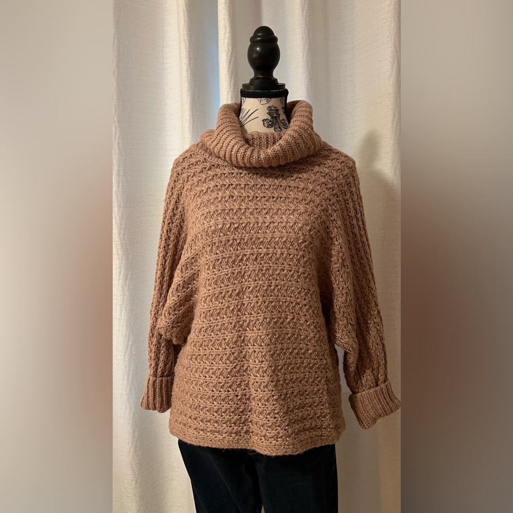 Cozy Women's Cowl Neck Sweater - Dusty Mauve